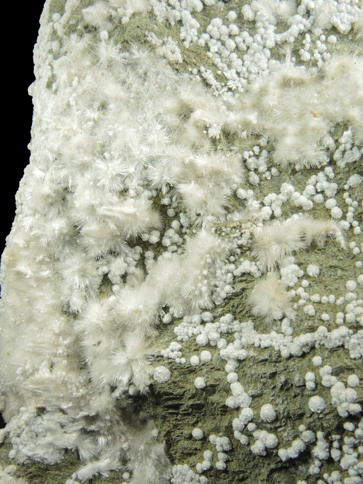 Detail view of mineral Artinite and Hydromagnesite for sale from Spring Street at Medford Road, Staten Island, New York City, Richmond County, New York