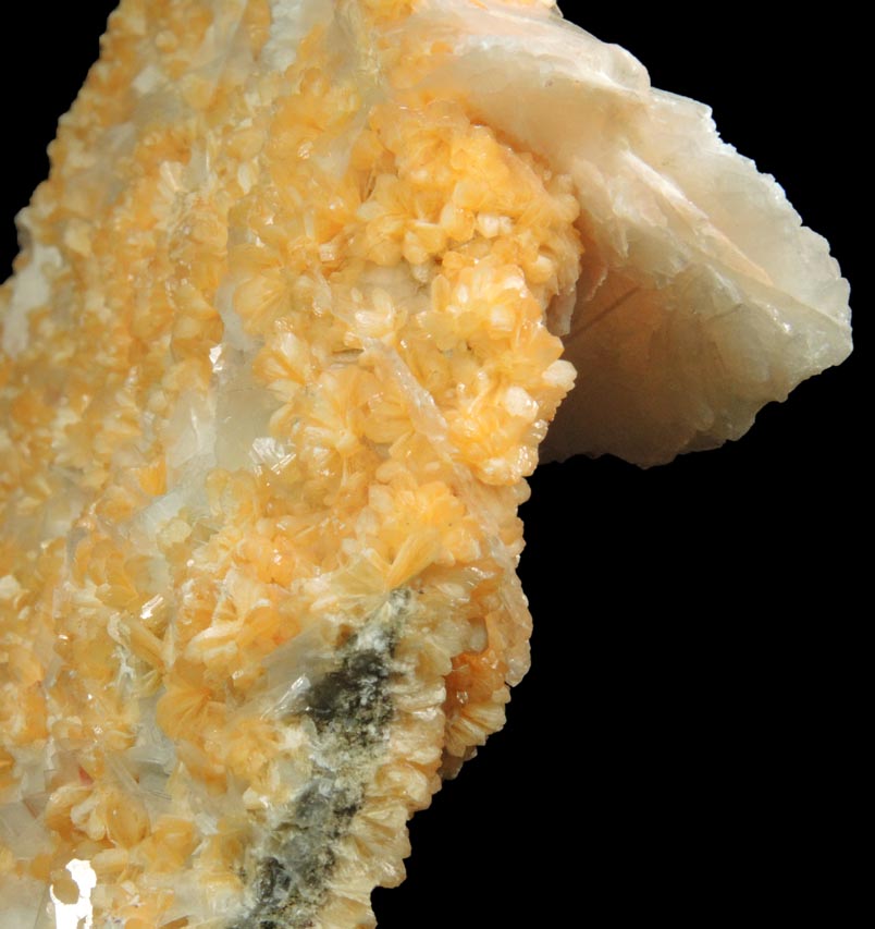 Detail view of mineral Stilbite-Ca and Calcite for sale from Water Tunnel No.3 under Roosevelt Island, New York City, New York County, New York